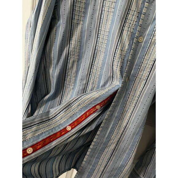 Robert Graham Mens Long Sleeve Flip Cuff Button Front Blue Shirt Sz Med - Picture 5 of 11